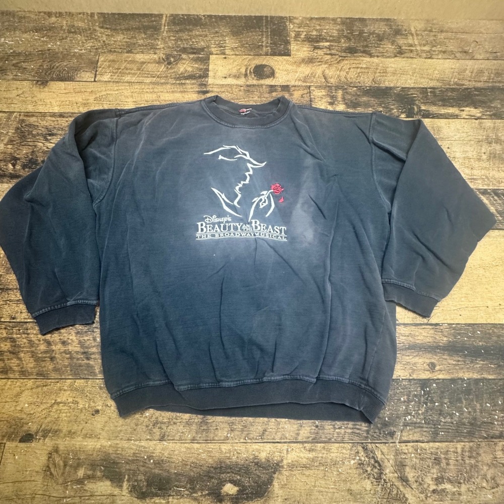 Disney Beauty and the Beast The Broadway Musical Sweatshirt XL SunFaded Boxy‎